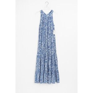 1.state Blue Floral Halter Dress Maxi Homecoming Cottagecore Trendy Flowy Size S